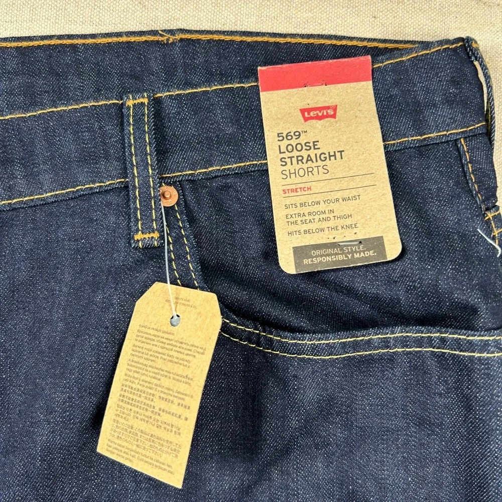 Levis 569 Shorts Mens 48 Blule Jean Denim Loose Straight Jorts 11
